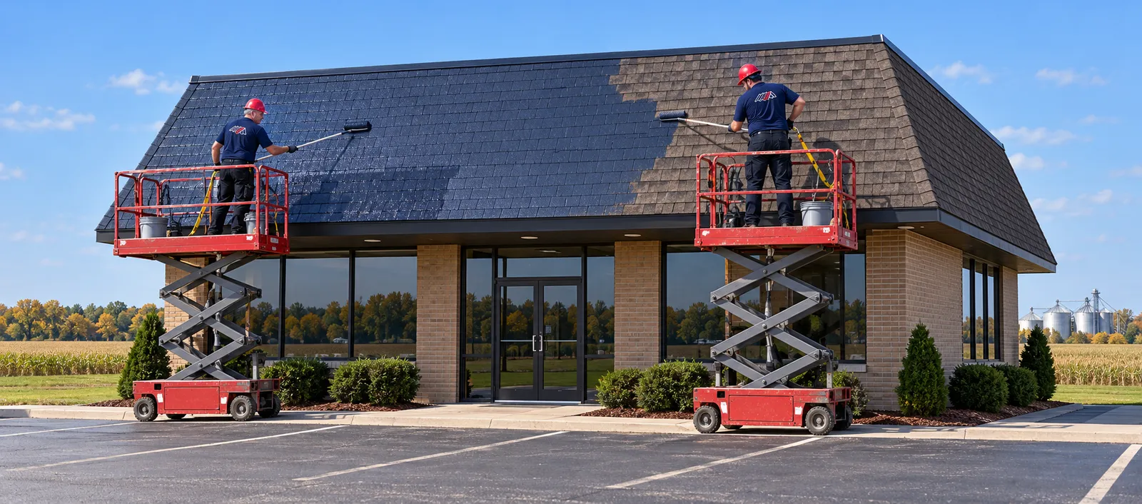 Shingle Roof Coating on a commercial roof